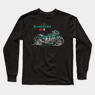 Scribble Green Motorcycle Long Sleeve T-Shirt